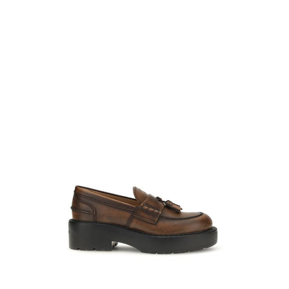 Brown Calf Leather Bos Taurus Platform Loafers