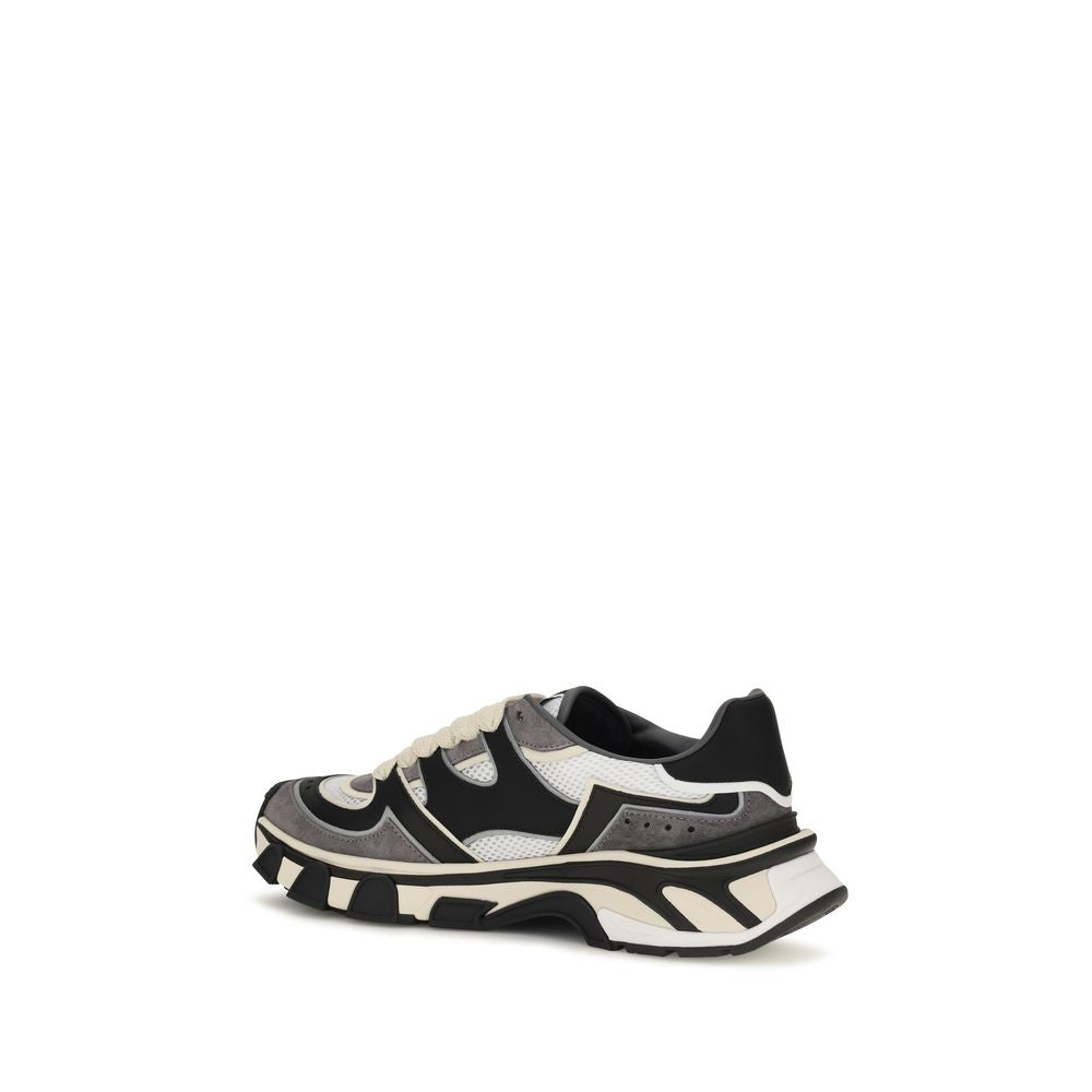 Gray Calf Leather Bos Taurus Chunky Sneakers