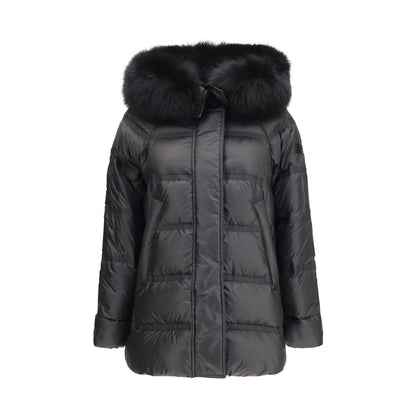 Black Polyester Full-Length Jacket
