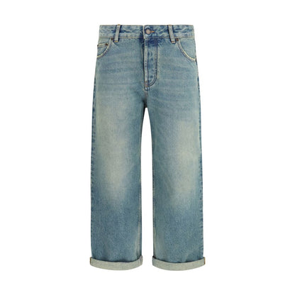 Blue Cotton Boyfriend Jeans