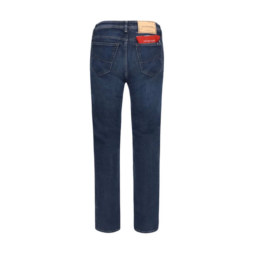 Blue Cotton Tapered Jeans