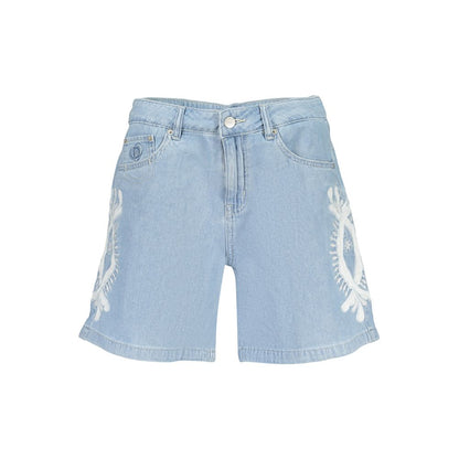 Light Blue Cotton Women's Short