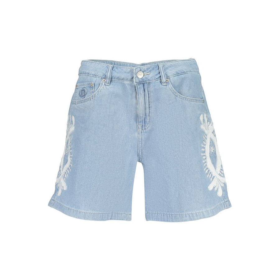 Light Blue Cotton Women's Short