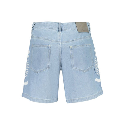 Light Blue Cotton Women's Short