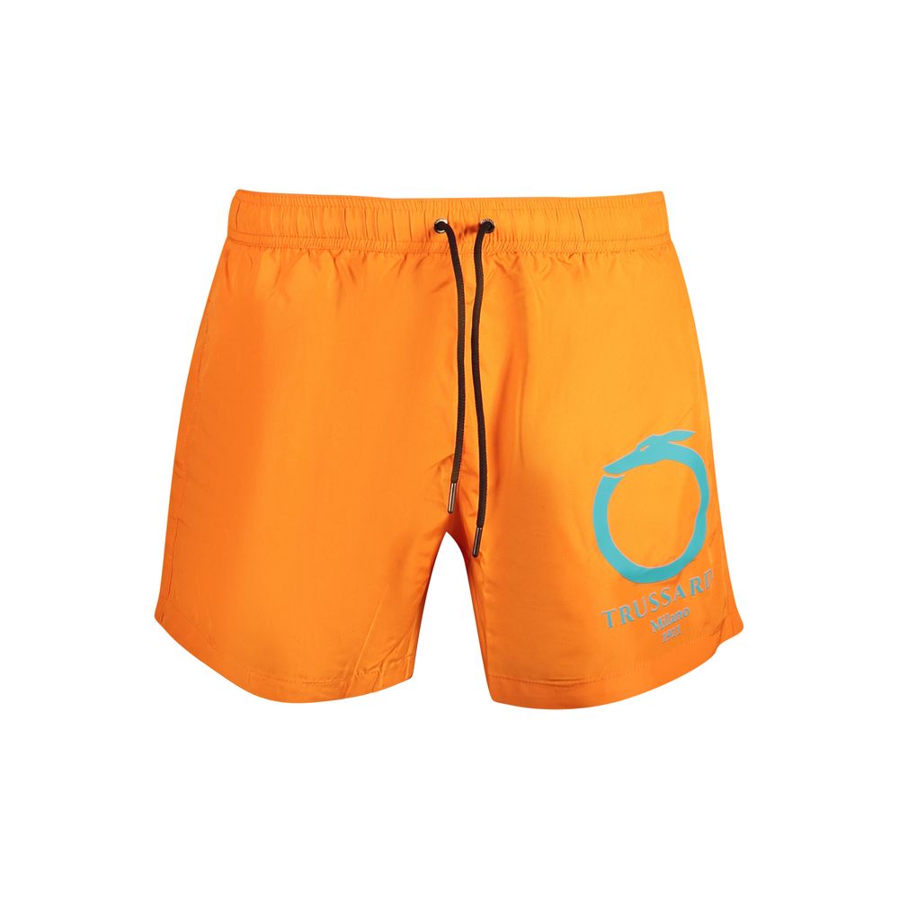 Orange Polyester Swim Shorts