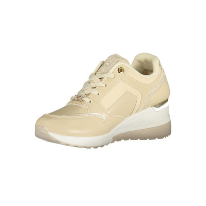 Beige Polyester Athletic Sneakers