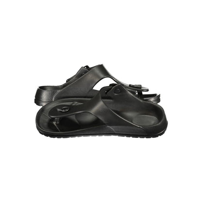 Black Plastic Flip-Flop Sandals