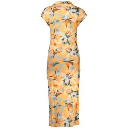Orange Elastane Casual Dress