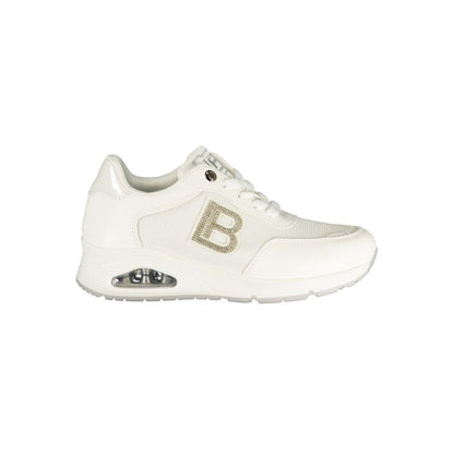 White Polyester Athletic Sneakers