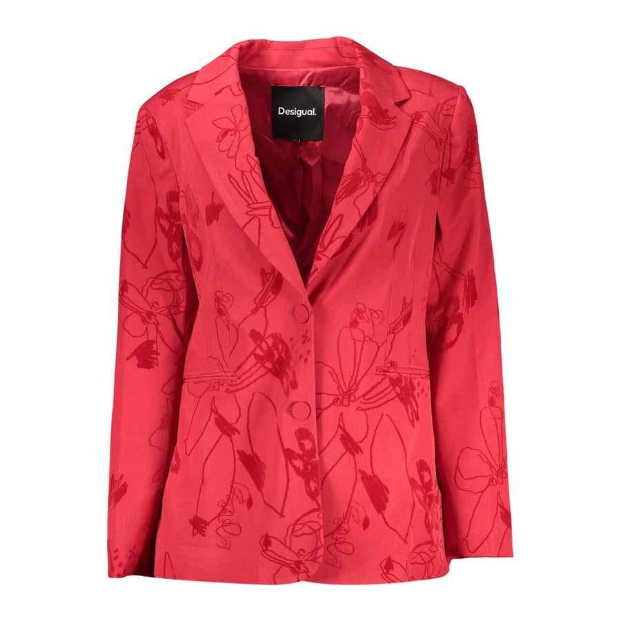 Red Polyester Blazer