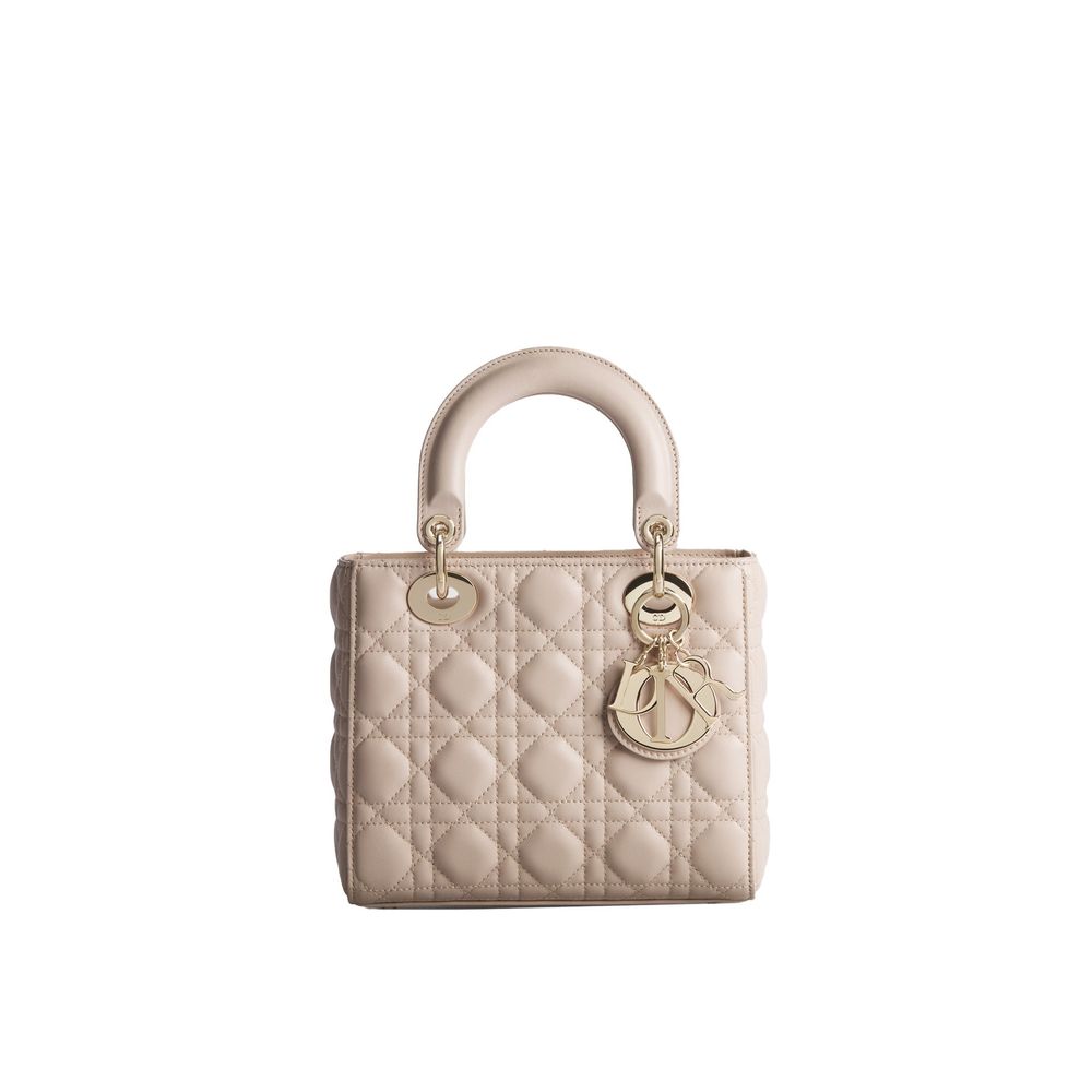 Beige Lamb Leather Shoulder Bag