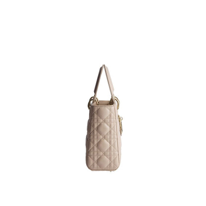 Beige Lamb Leather Shoulder Bag