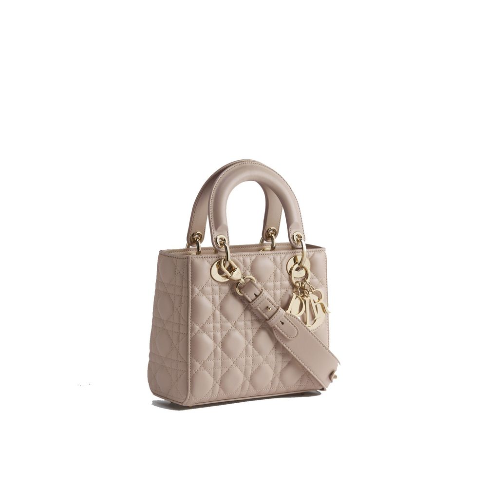 Beige Lamb Leather Shoulder Bag