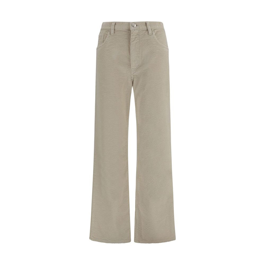 Beige Cotton Flared Pants
