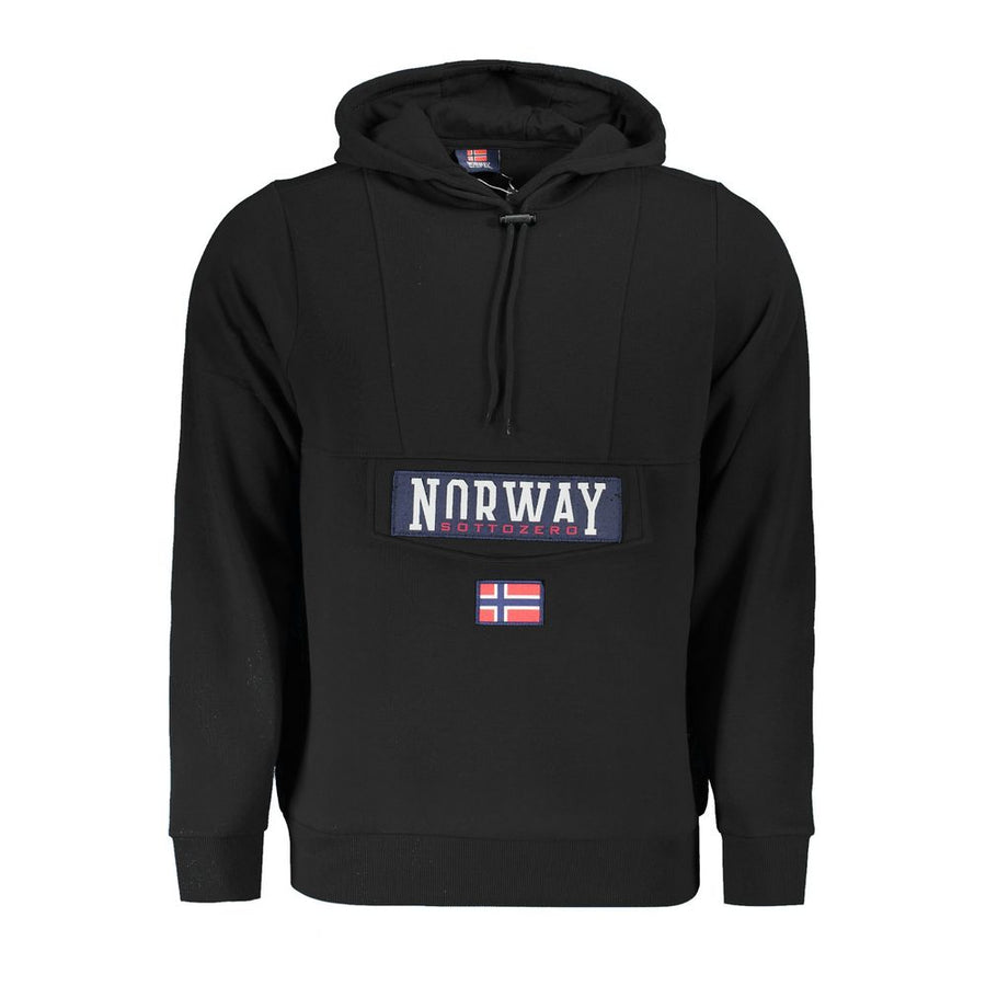 Black Cotton Men's Hooded Sweatshirt