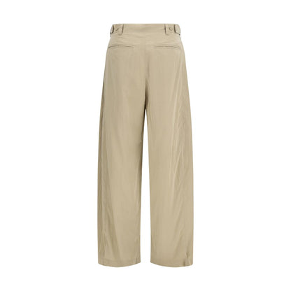 Beige Silk Casual Pants