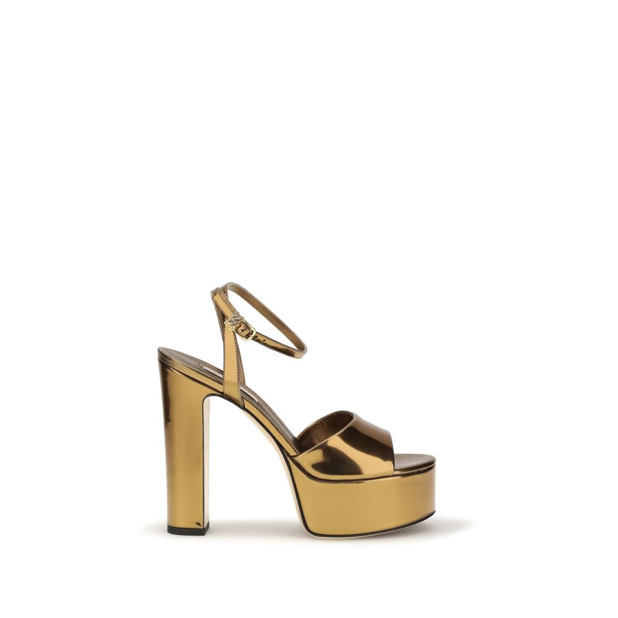 Gold Polyester Platform Sandals