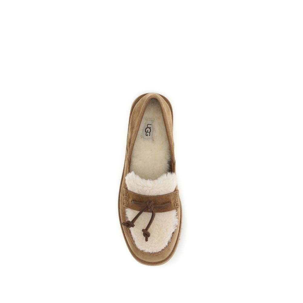 Beige Suede Leather Slip-On Loafers