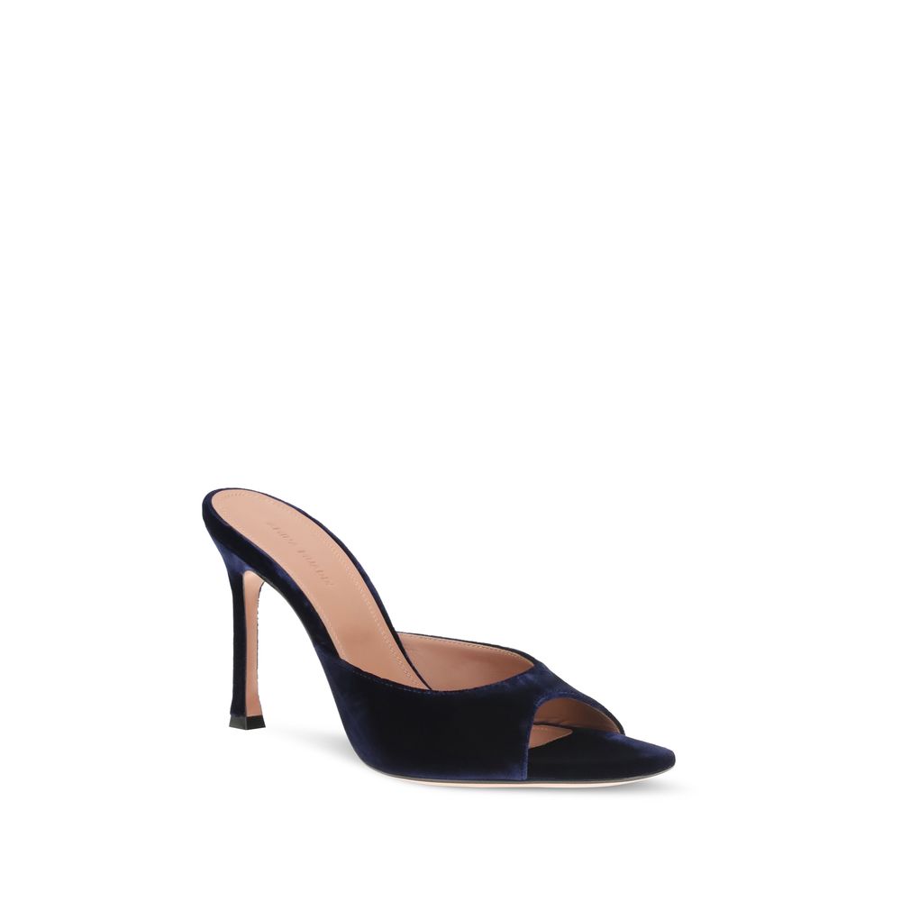 Blue Velvet Stiletto Heel Sandals