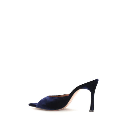 Blue Velvet Stiletto Heel Sandals
