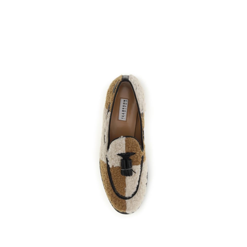 Beige Fabric Slip-On Loafers