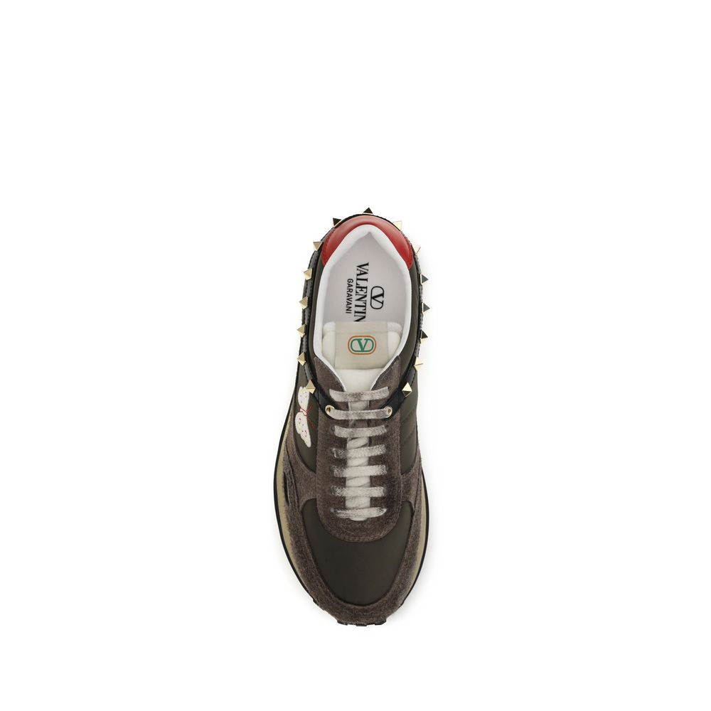 Brown Nylon Low Top Sneakers