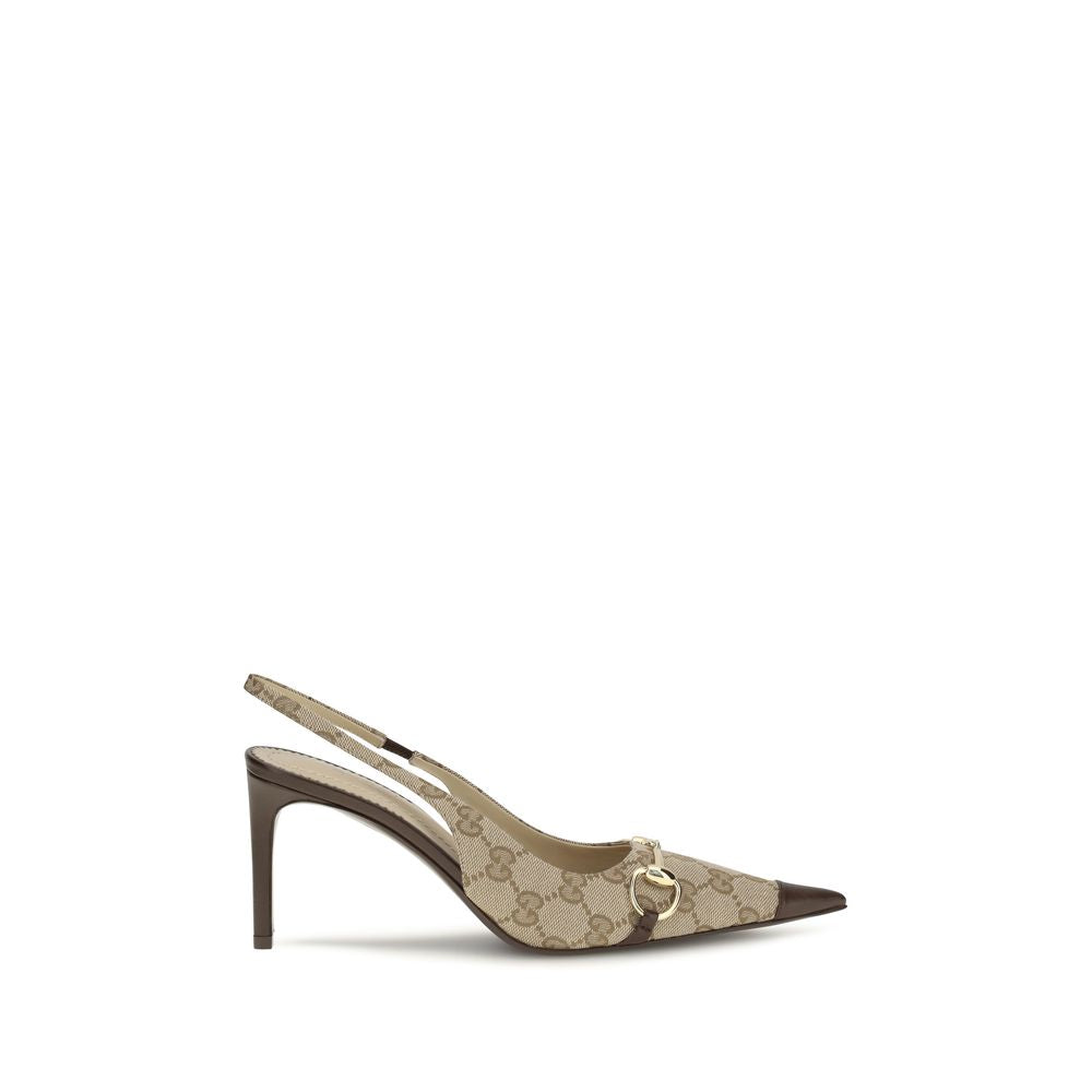 Beige Fabric High Heel Pumps