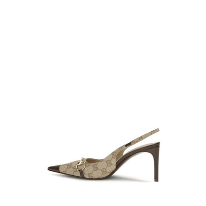 Beige Fabric High Heel Pumps