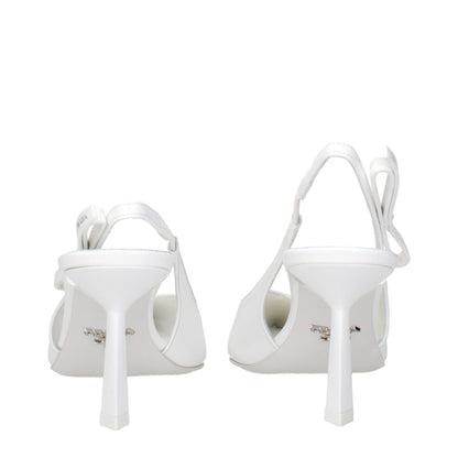 White Leather High Heel Pumps