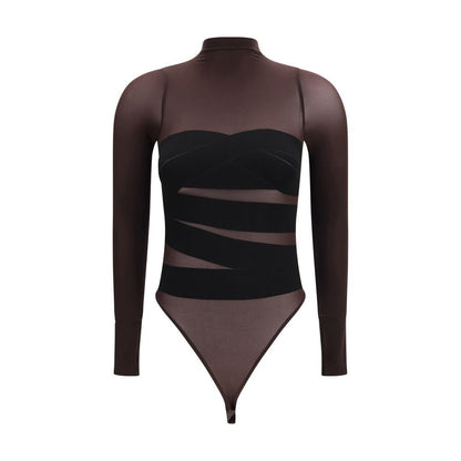 Brown Polyamide Bodysuit