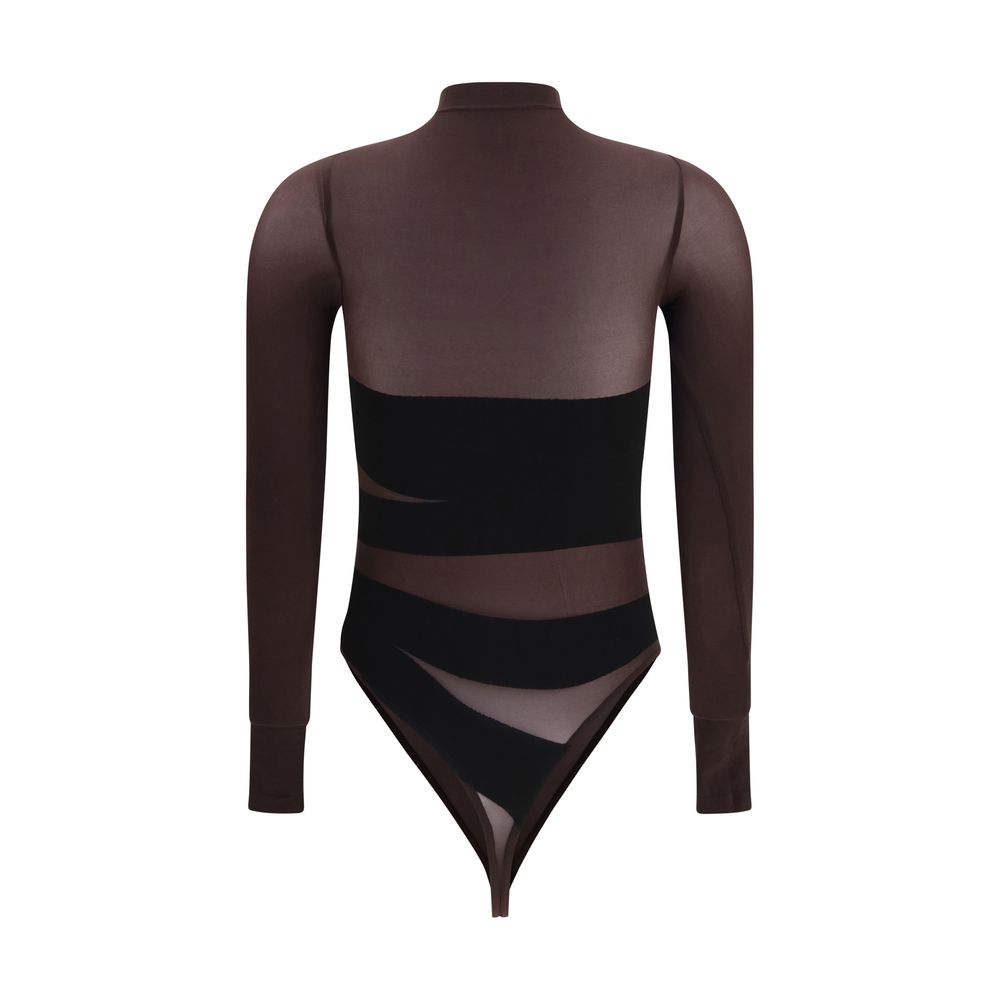 Brown Polyamide Bodysuit