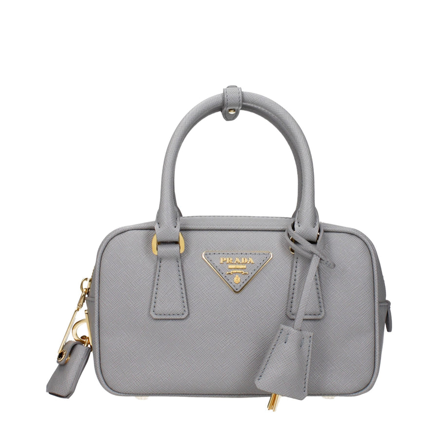 Gray Leather Handbag