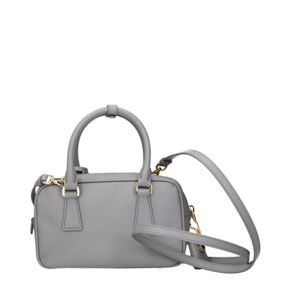 Gray Leather Handbag