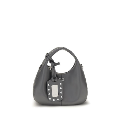 Gray Leather Shoulder Bag