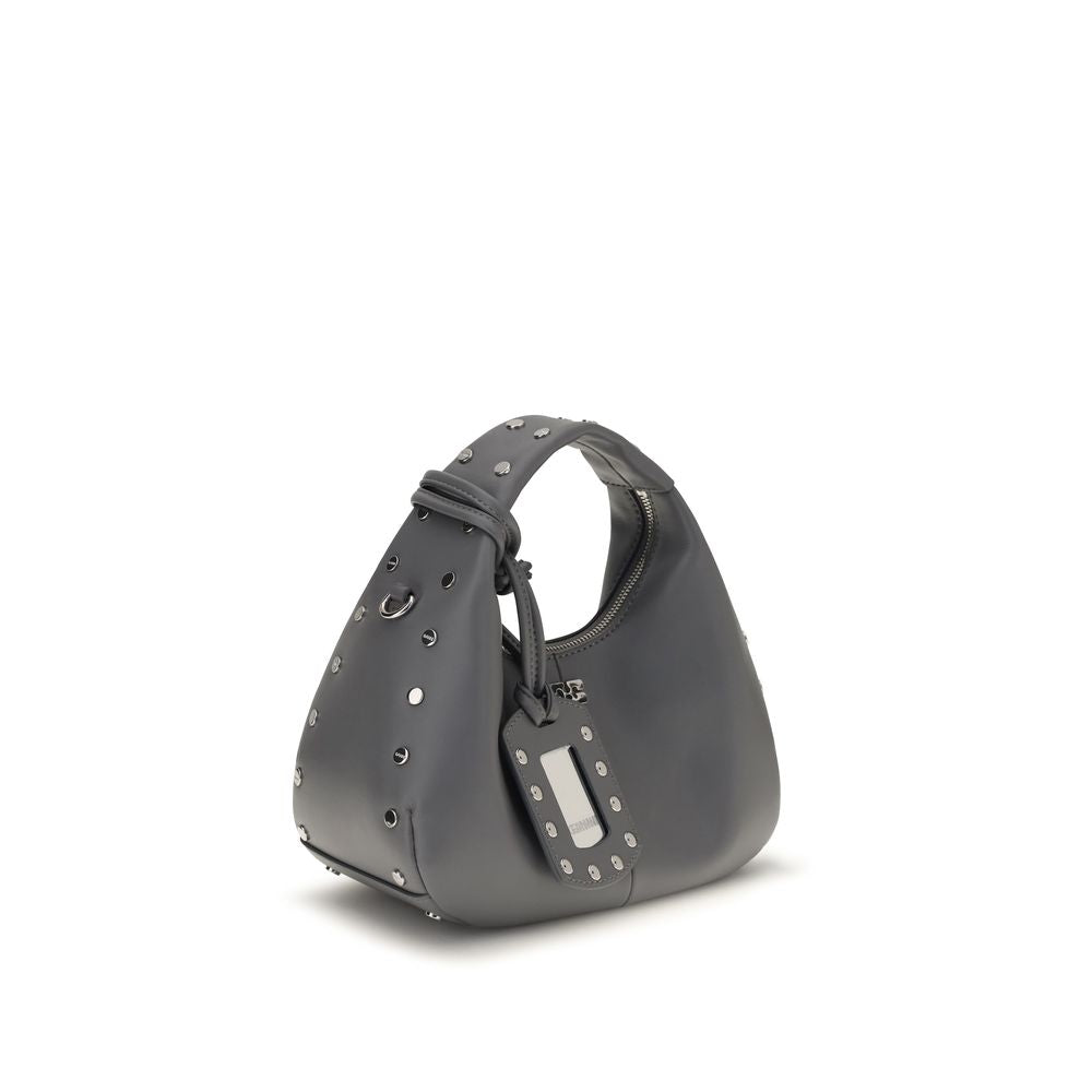 Gray Leather Shoulder Bag