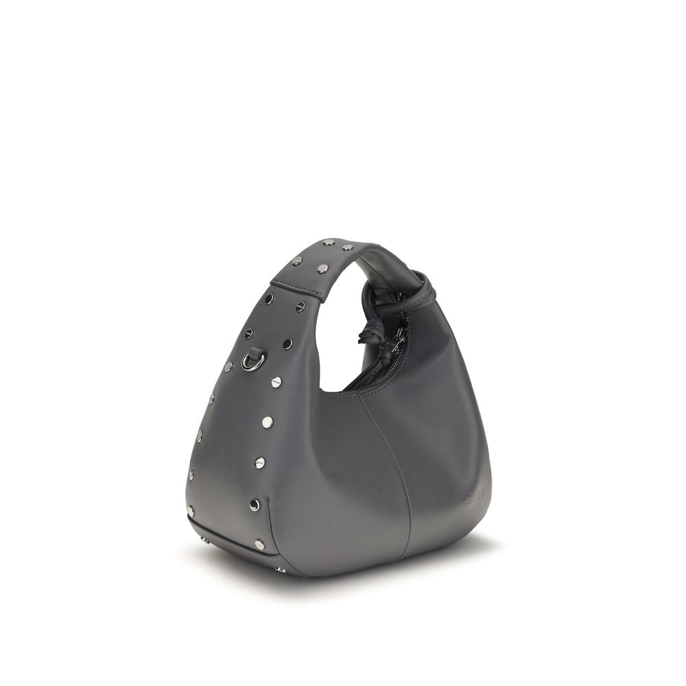 Gray Leather Shoulder Bag