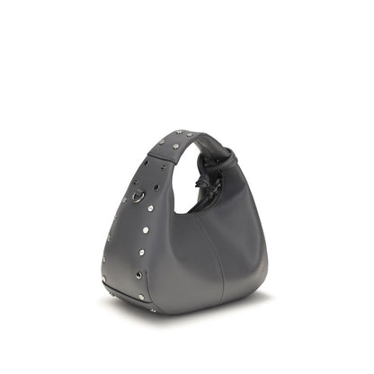 Gray Leather Shoulder Bag