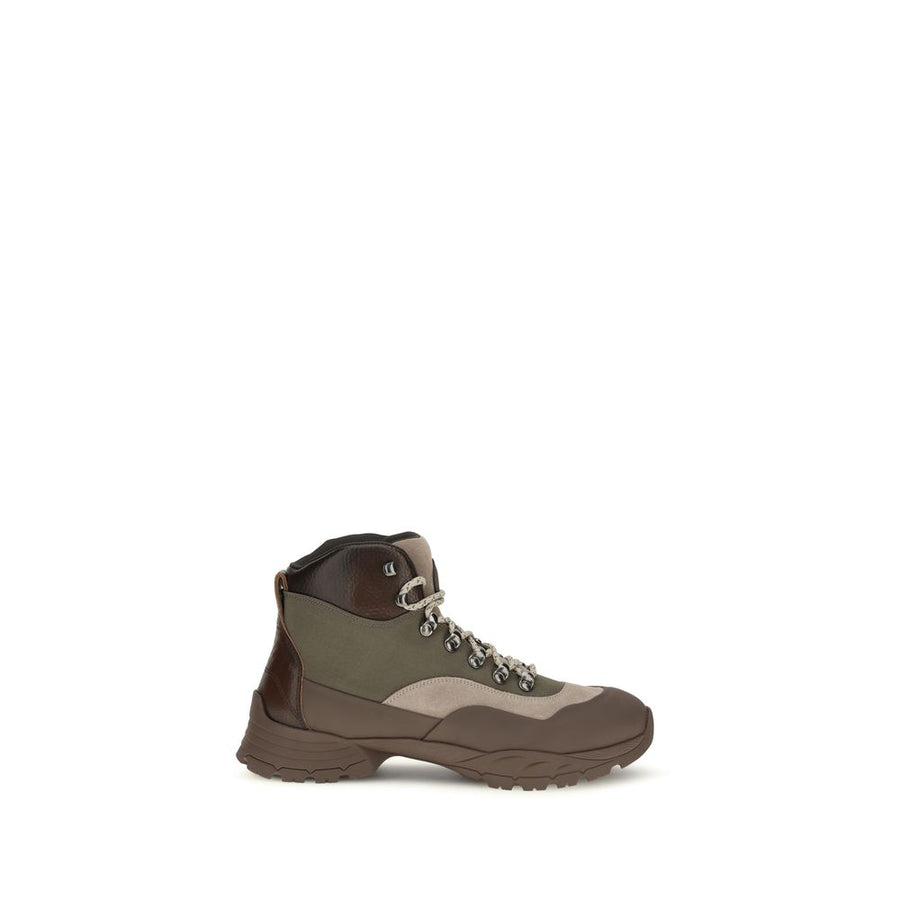 Bicolor Nylon Lace-Up Boots