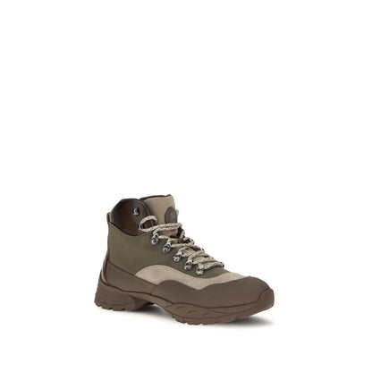 Bicolor Nylon Lace-Up Boots