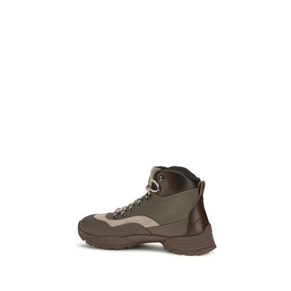 Bicolor Nylon Lace-Up Boots