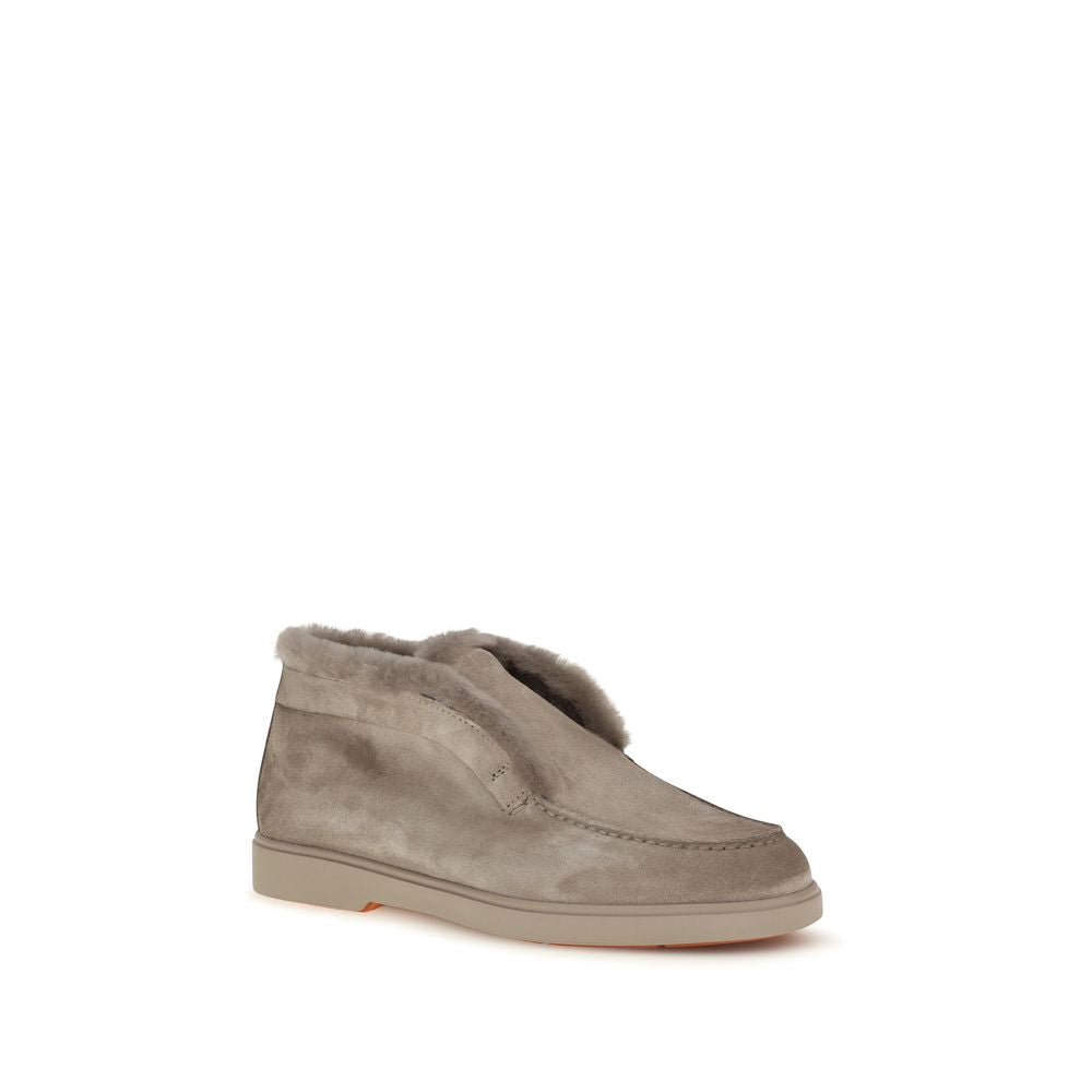 Beige Faux Fur Ankle Boots