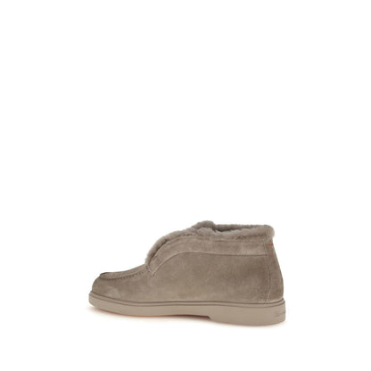 Beige Faux Fur Ankle Boots