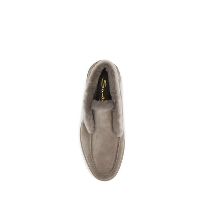 Beige Faux Fur Ankle Boots