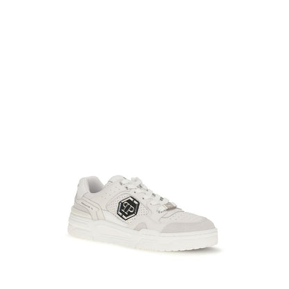 White Polyester Low Top Sneakers