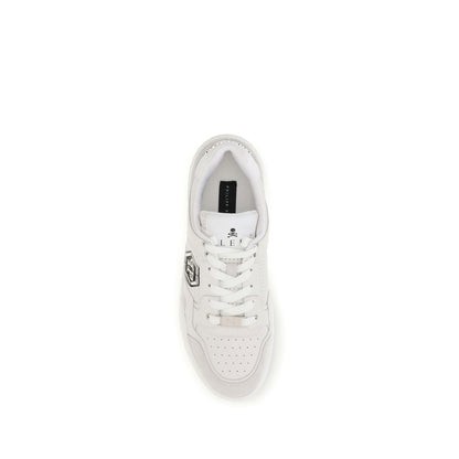White Polyester Low Top Sneakers