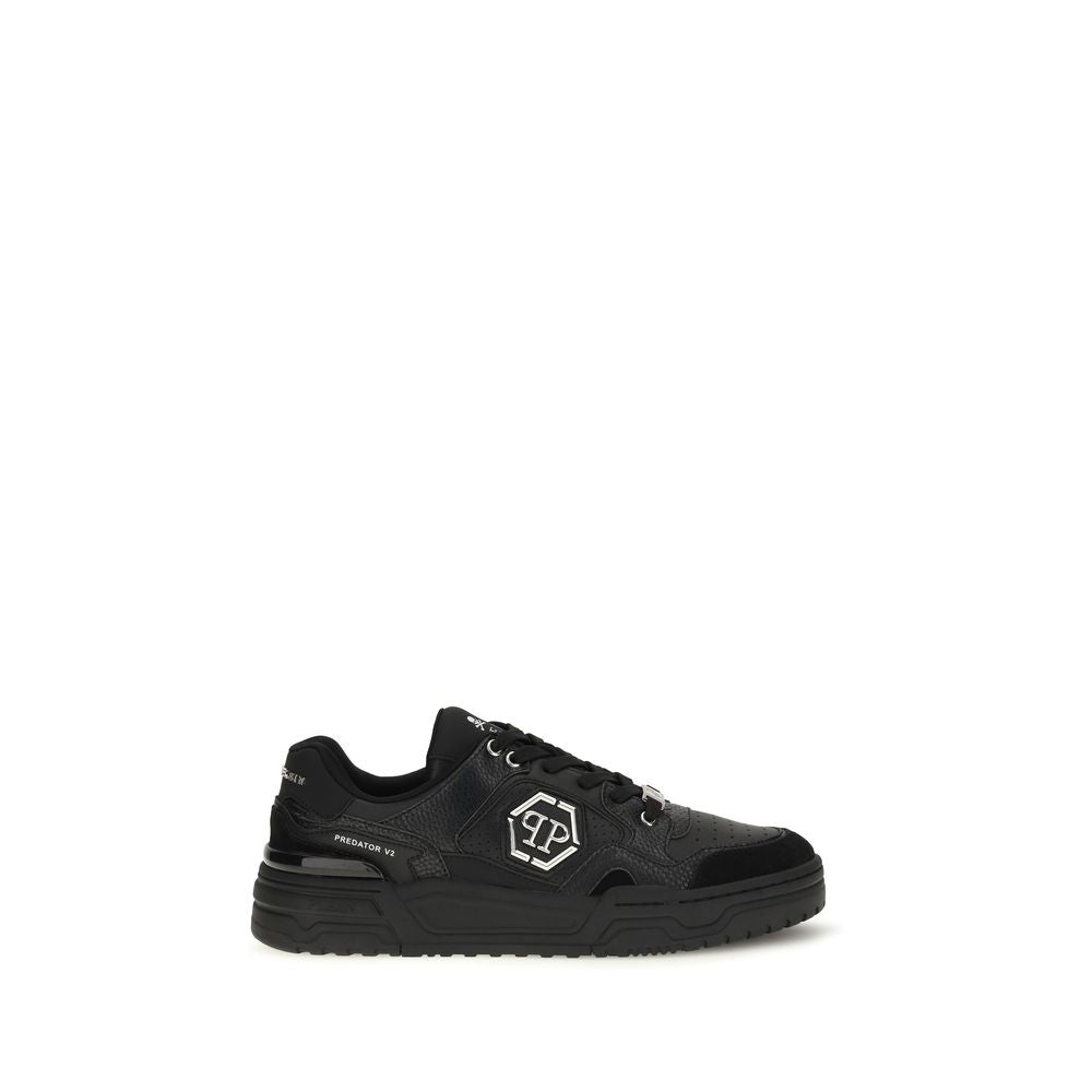 Black Polyester Low Top Sneakers