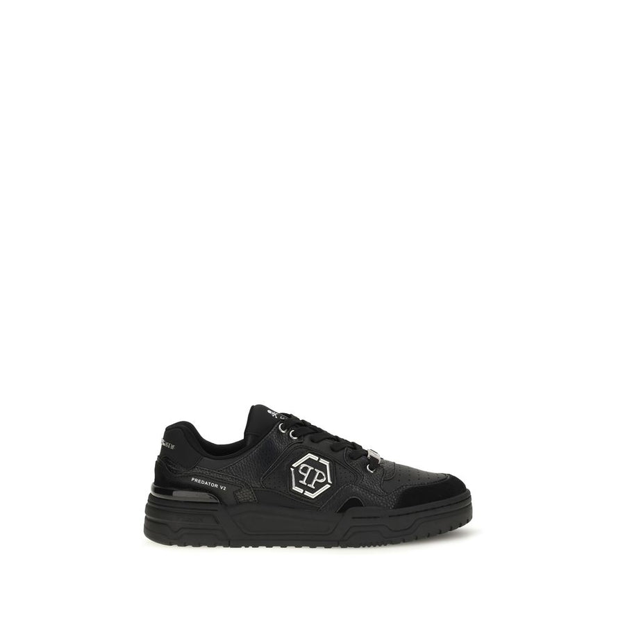 Black Polyester Low Top Sneakers