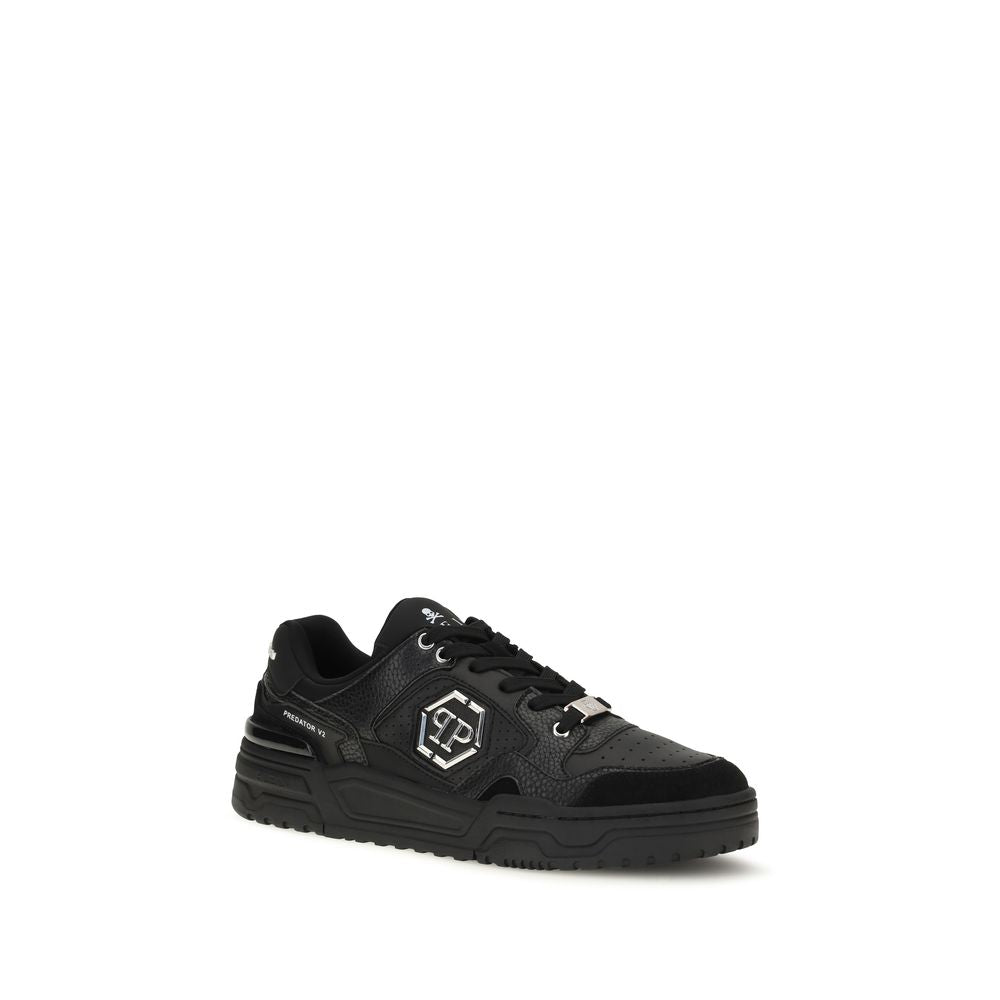 Black Polyester Low Top Sneakers