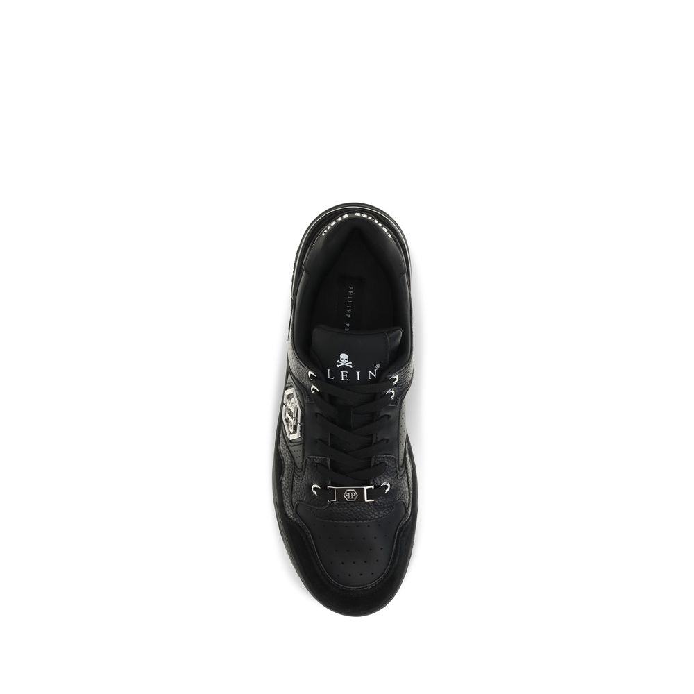 Black Polyester Low Top Sneakers