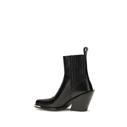 Black Calf Leather Bos Taurus Ankle Boots